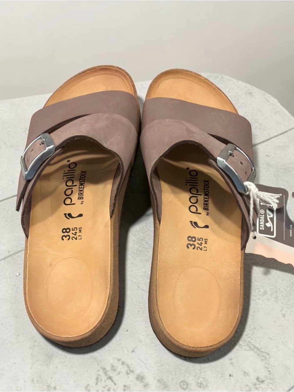 Papillio Women's Double-Band Slide Sandals in Taupe - Picture 3 of 7
